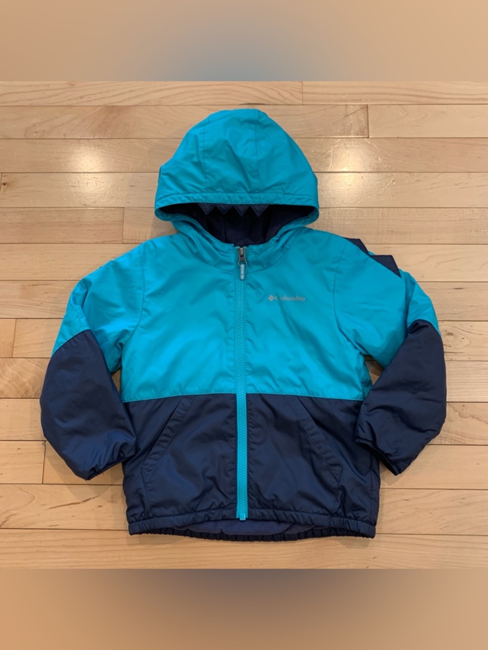 Columbia Toddler Kids Size 4T Dinosaur Hooded Jacket Fleece Lined Little Boys